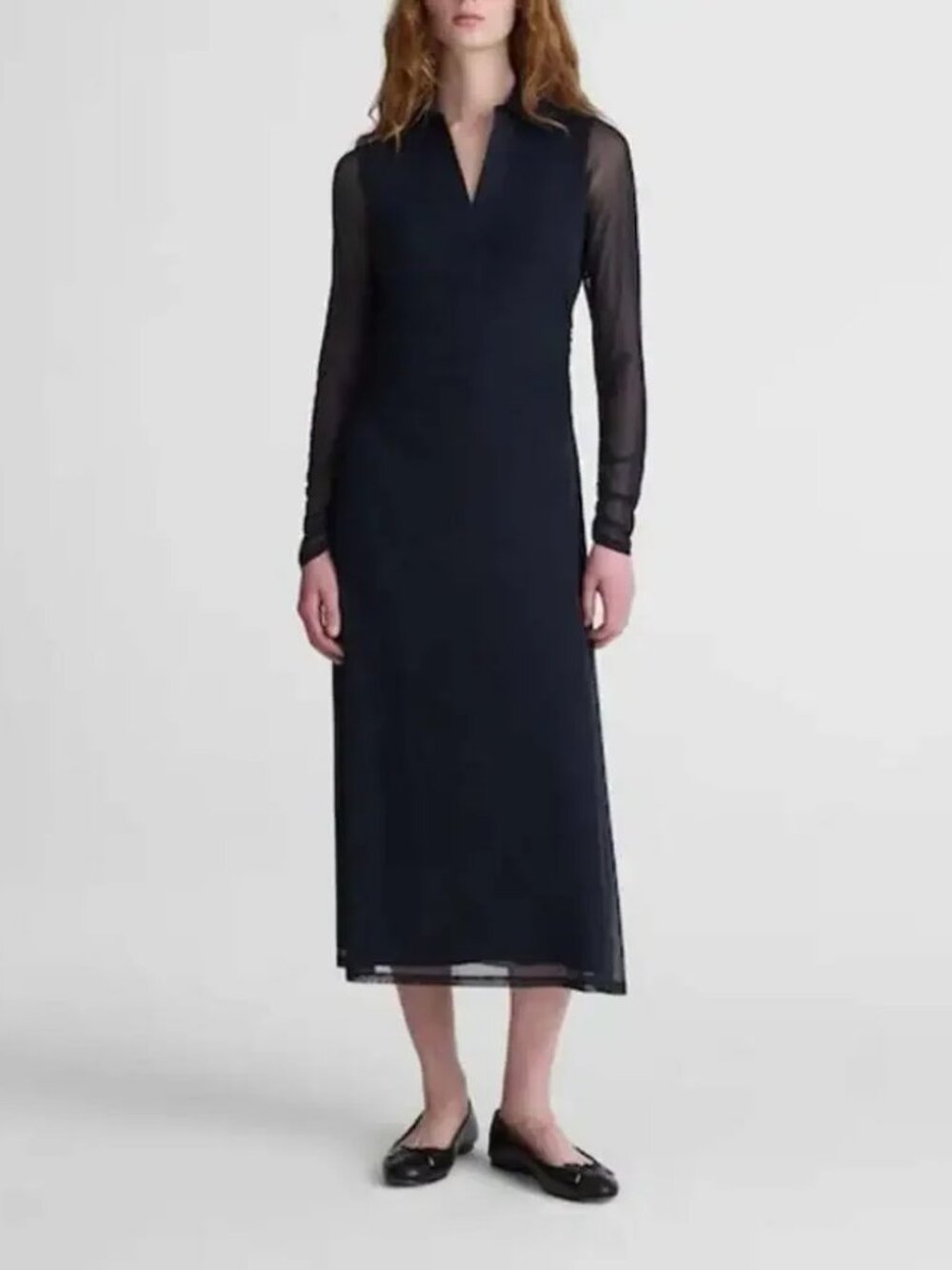 Madewell Navy Blue Long Sleeve Bridget Top Lined Midi Dress XS NWT